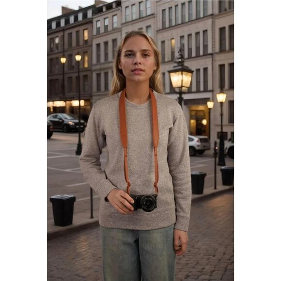 Camera Strap Classic PU Leather Neck Shoulder Straps Full Double Layer S17 - Picture 2 of 8